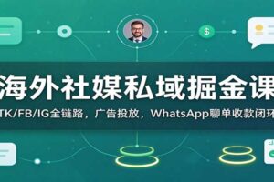 海外社媒私域掘金课：TK/FB/IG全链路，广告投放，WhatsApp聊单收款闭环