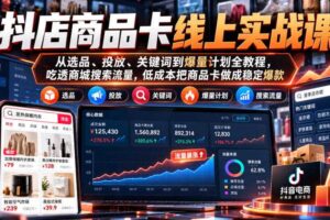 抖店商品卡线上实战课｜从选品、投放、关键词到爆量计划全教程，吃透商城搜索流量，低成本把商品卡做成稳定爆款