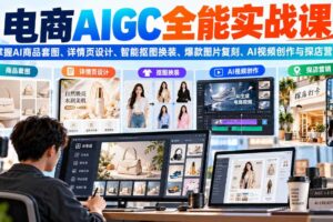 电商AIGC全能实战课：掌握AI商品套图、详情页设计、智能抠图换装、爆款图片复刻、AI视频创作与探店营销
