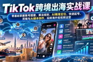 TikTok跨境出海实战课：零基础掌握账号搭建、算法规则、AI精准定位、快速起号、剪辑与AI脚本创作，玩转海外短视频运营