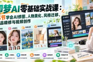 即梦AI零基础实战课：65节学会AI修图、人物美化、风格迁移、商品精修与视频创作